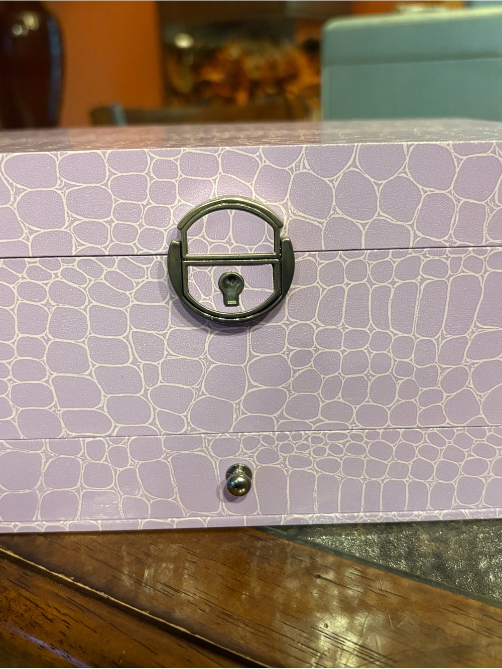 Lavender Croc-Embossed Jewelry Box
